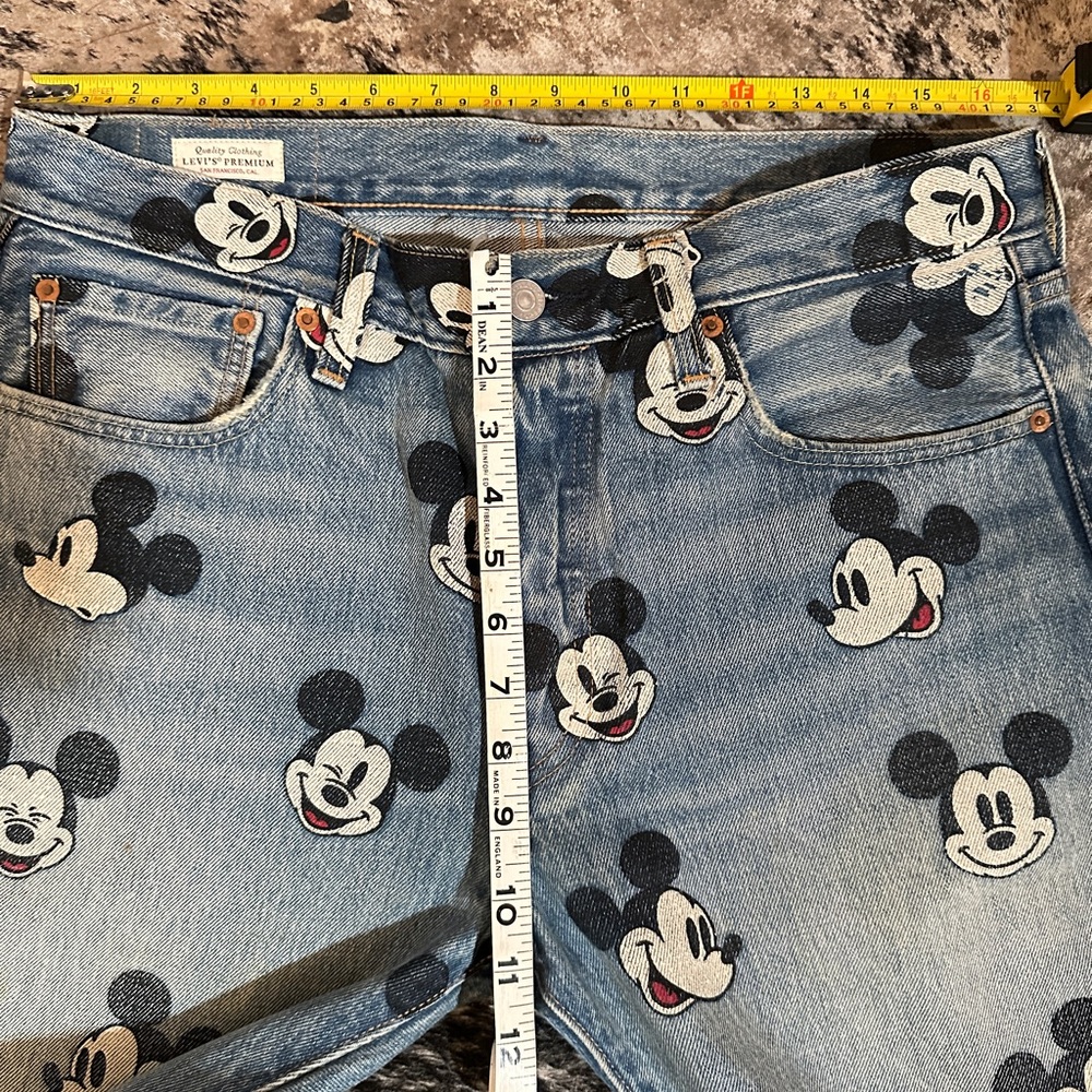 Levi's Light Blue Denim Jeans with Mickey Mouse Faces - Picture 7 of 8